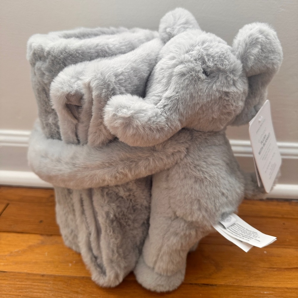 Brand New Potterybarn Kids Elephant blanket and plushie set